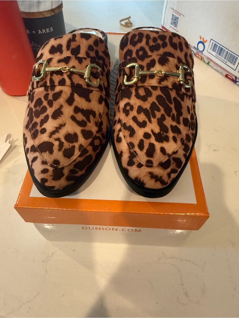 Leopard Print Horsebit Loafers with Gold Hardware